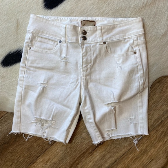 Paige white denim distressed shorts - Picture 1 of 9